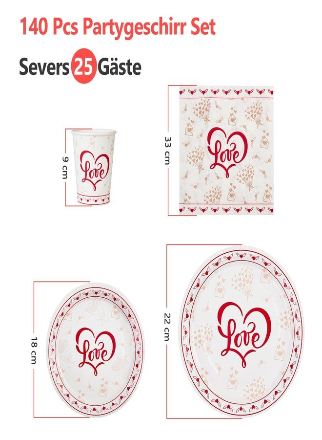 GAOMON Valentine's Day Party Supplies, Red Heart Love Decorations Disposable Paper Plates Napkins, for Valentine's Day, Engagements, Wedding, Anniversary, Birthday Party, Serve 25 - Image 4