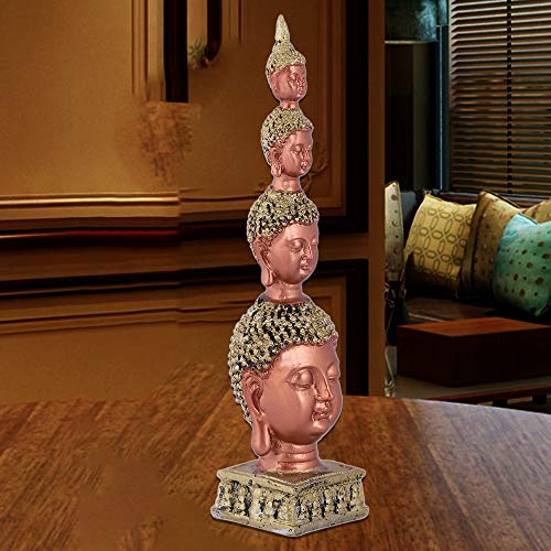 Mariner's Creation ® Polyresin and Marble Buddha Face Idol Home Decor Accessories (6X6X26CM, Coper, Gold) - Image 2