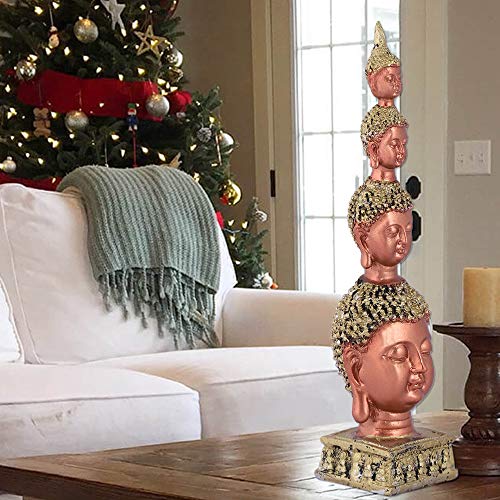 Mariner's Creation ® Polyresin and Marble Buddha Face Idol Home Decor Accessories (6X6X26CM, Coper, Gold) - Image 3