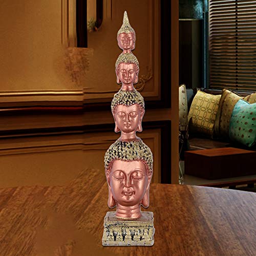 Mariner's Creation ® Polyresin and Marble Buddha Face Idol Home Decor Accessories (6X6X26CM, Coper, Gold) - Image 1