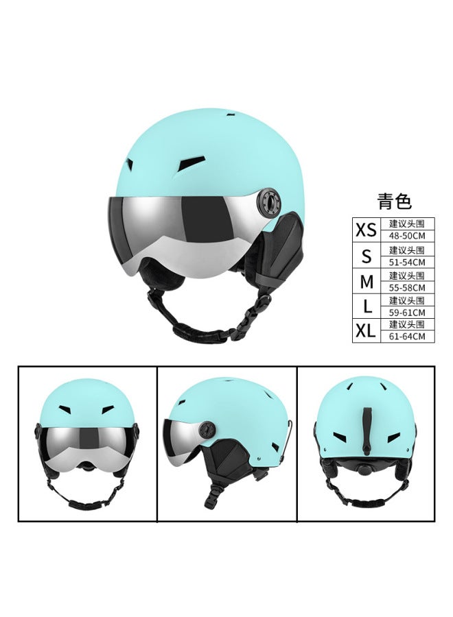 Cyan lens Style New Ski Helmet Cover Adult Children Outdoor Sports Unisex Lens Goggles With Warm Skiing Safety