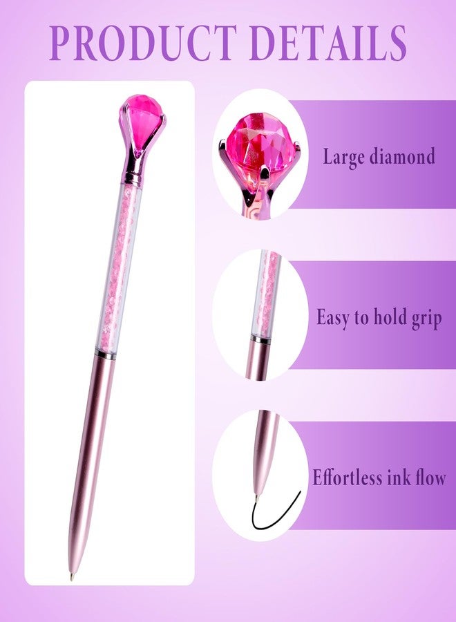 SENONAPO 120 Pack Big Crystal Diamond Pens 8 Colors Retractable Ballpoint with Bling Rhinestones Gem Plated Black Ink Pens for Office, Wedding, and Gift Supplies,Women - Image 3