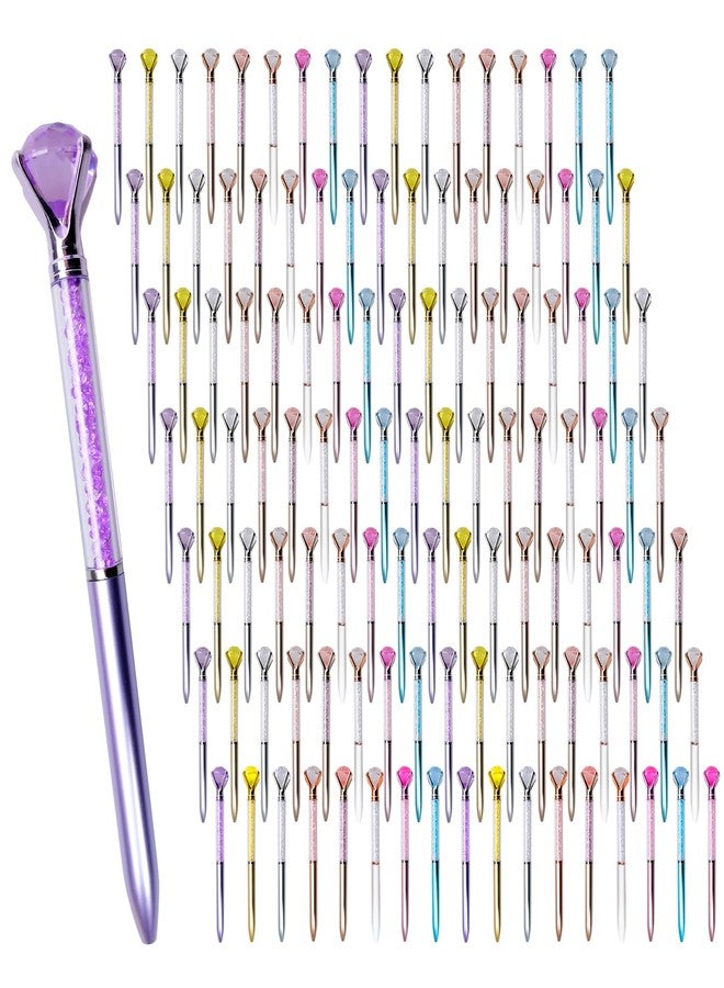SENONAPO 120 Pack Big Crystal Diamond Pens 8 Colors Retractable Ballpoint with Bling Rhinestones Gem Plated Black Ink Pens for Office, Wedding, and Gift Supplies,Women - Image 1