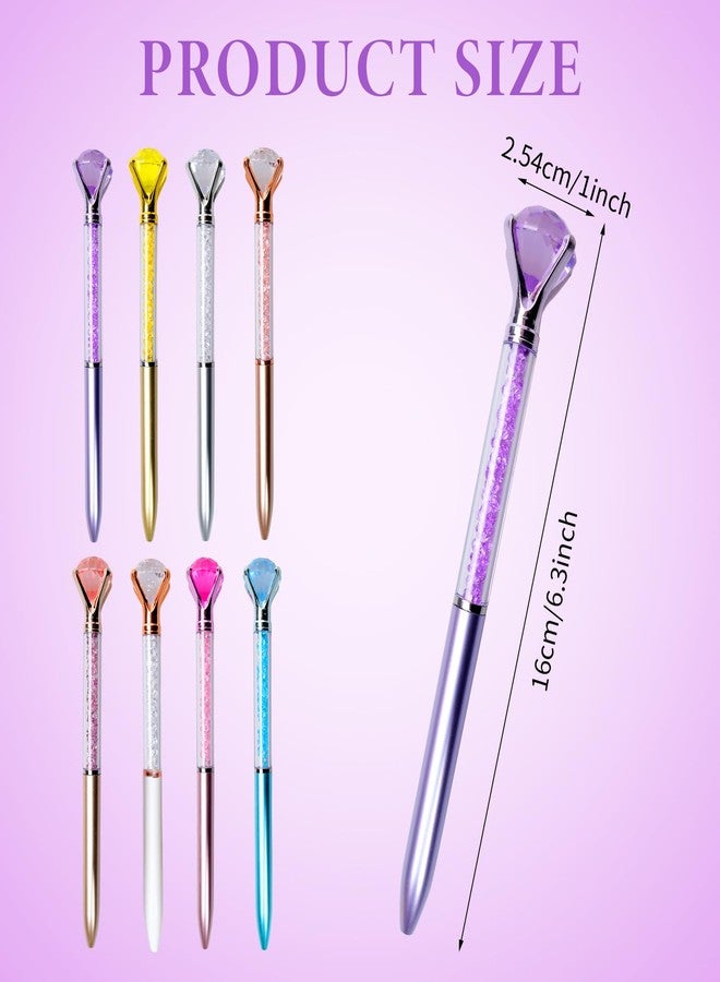 SENONAPO 120 Pack Big Crystal Diamond Pens 8 Colors Retractable Ballpoint with Bling Rhinestones Gem Plated Black Ink Pens for Office, Wedding, and Gift Supplies,Women - Image 2