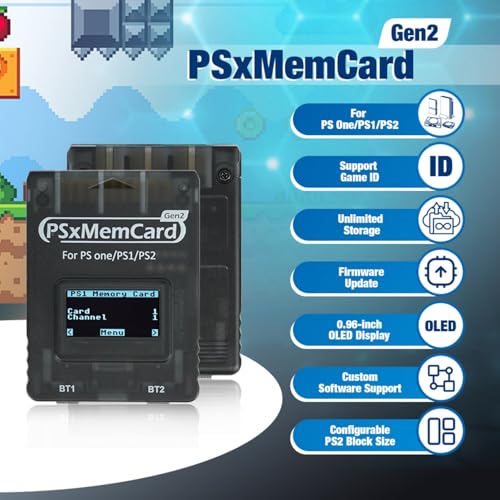 BITFUNX PSxMemCard Gen2 Memory Card - Supports Firmware Upgrade, Unlimited Storage and Sd2psXtd, Includes an 8GB MicroSD Card, High Speed Game Memory Card for PS2/PS1/PS One Console (Tran-Black) - Image 3