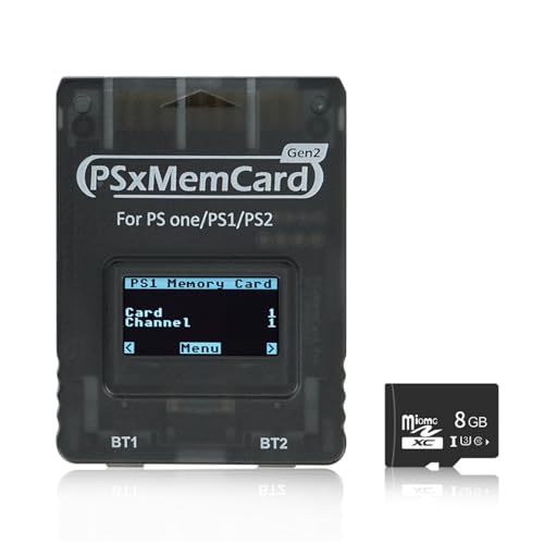 BITFUNX PSxMemCard Gen2 Memory Card - Supports Firmware Upgrade, Unlimited Storage and Sd2psXtd, Includes an 8GB MicroSD Card, High Speed Game Memory Card for PS2/PS1/PS One Console (Tran-Black) - Image 1
