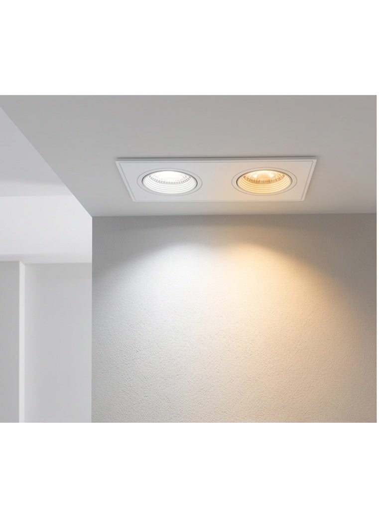 Double LED Spot Recessed Downlight - 3 Color Modes (Cool White, Warm White, Combo) - Dimmable, Modern Design. - Image 2
