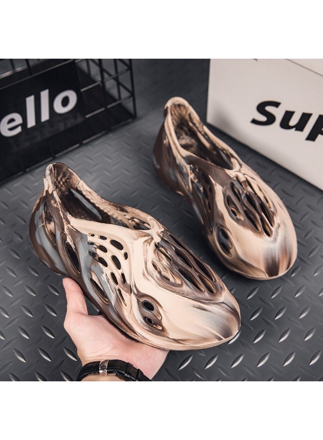 NIBEMINENT Men's and Women's Slippers Soft EVA Beach Hole Shoes Outdoor Slippers Anti Slip Tie Dye Designer Personalized Hollow Shoes  - Image 2