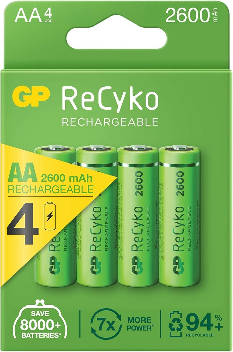 GP Rechargeable ReCyKo+ AA 2700 Mah Pack of 4, BATTERY - Image 1