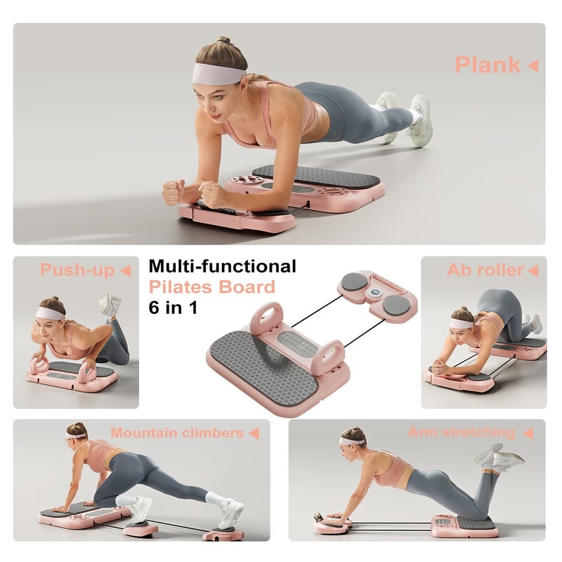 Iridesc Upgraded Pilates Reformer, Pilates Board Equipment Home Pilates Machine Kit with Timer / Ab Workout Equipment / Multifunctional Push-Up Board / Resistance Bands / Balance Board for Women Home Workout - Image 3
