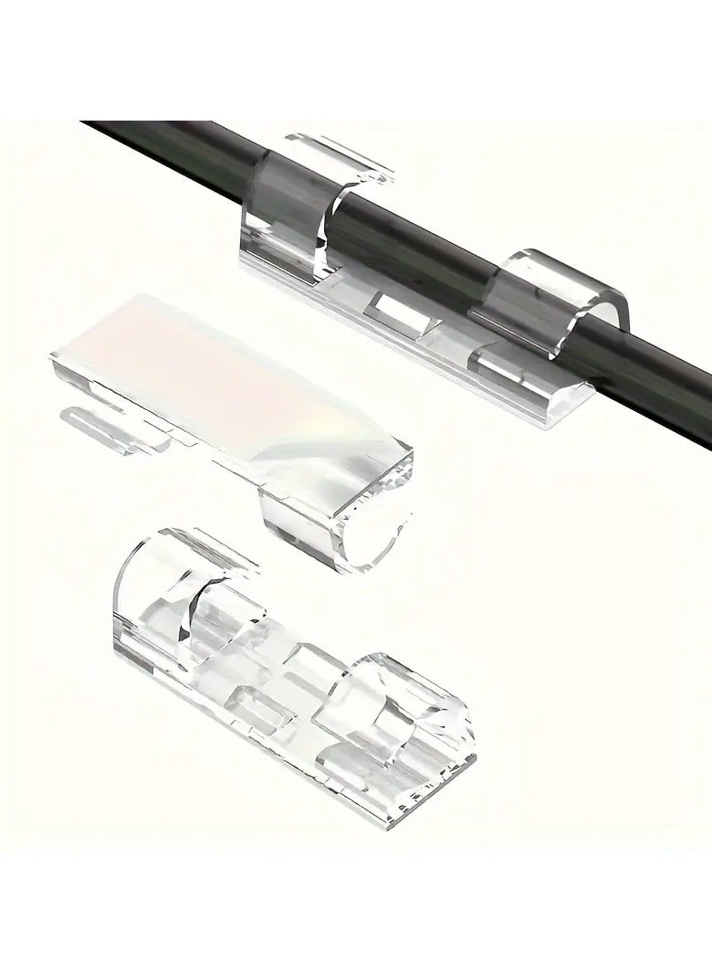 Loquat 100pcs Adhesive Cable Clips, Adhesive Cable Clamps, Transparent Wire Brackets for Power Line Management, Plastic Cable Cord Organizers Cable Storage Management Clip for Home Office - Image 2