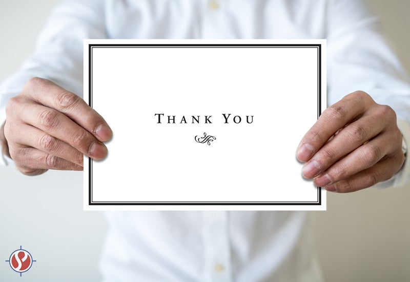 S Superfine Printing Thank You Cards For Small Business, Bulk Set of 25, 5x7" Folding Greetings, Ships Flat, Blank Inside + Envelopes - Elegant Design Note Card For Weddings, Bridal, Baby Shower, Graduation - Image 3