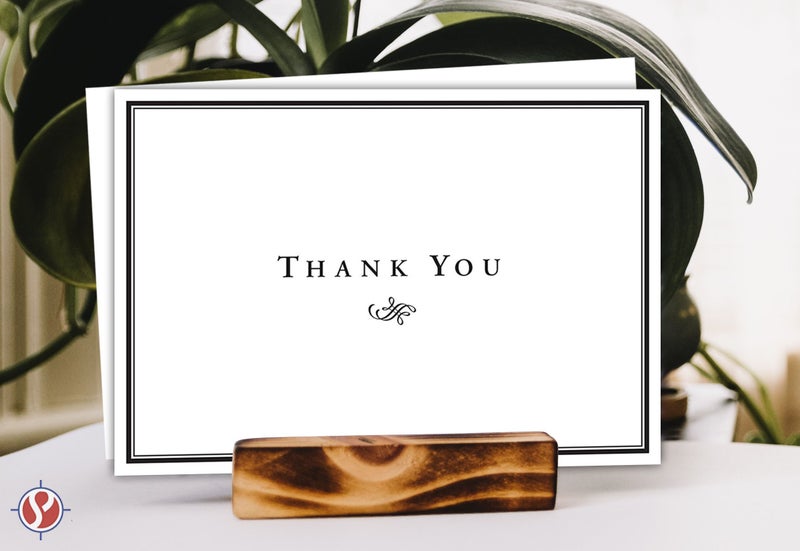 S Superfine Printing Thank You Cards For Small Business, Bulk Set of 25, 5x7" Folding Greetings, Ships Flat, Blank Inside + Envelopes - Elegant Design Note Card For Weddings, Bridal, Baby Shower, Graduation - Image 4