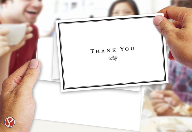S Superfine Printing Thank You Cards For Small Business, Bulk Set of 25, 5x7" Folding Greetings, Ships Flat, Blank Inside + Envelopes - Elegant Design Note Card For Weddings, Bridal, Baby Shower, Graduation - Image 5