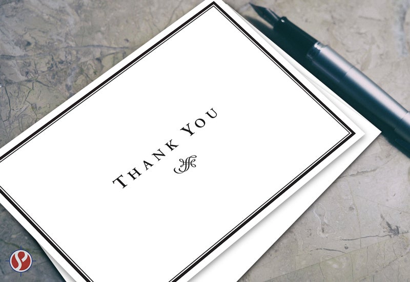 S Superfine Printing Thank You Cards For Small Business, Bulk Set of 25, 5x7" Folding Greetings, Ships Flat, Blank Inside + Envelopes - Elegant Design Note Card For Weddings, Bridal, Baby Shower, Graduation - Image 2