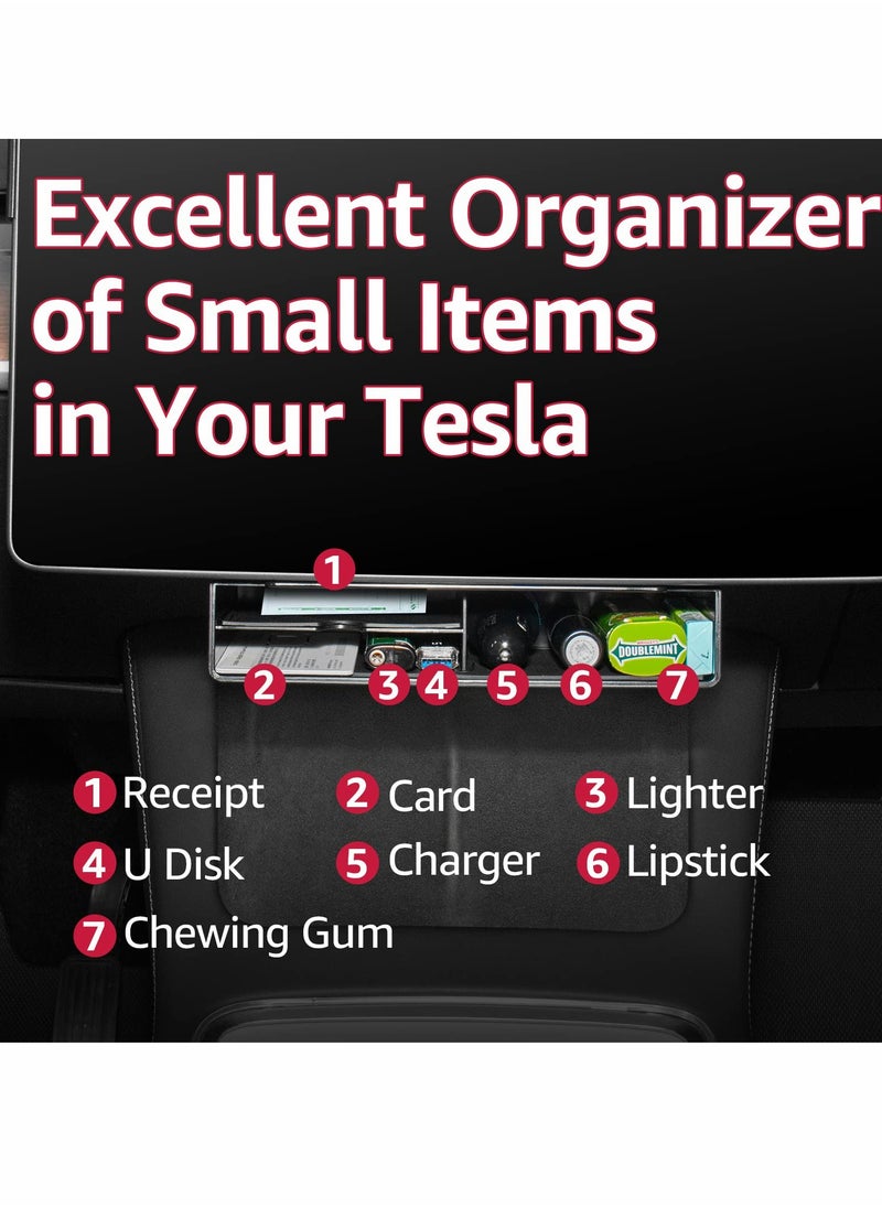 Generic - Center Console Organizer for Tesla Model Y 3, Under Central Control Screen Storage Box 3 2021 2022 2023 - Image 1