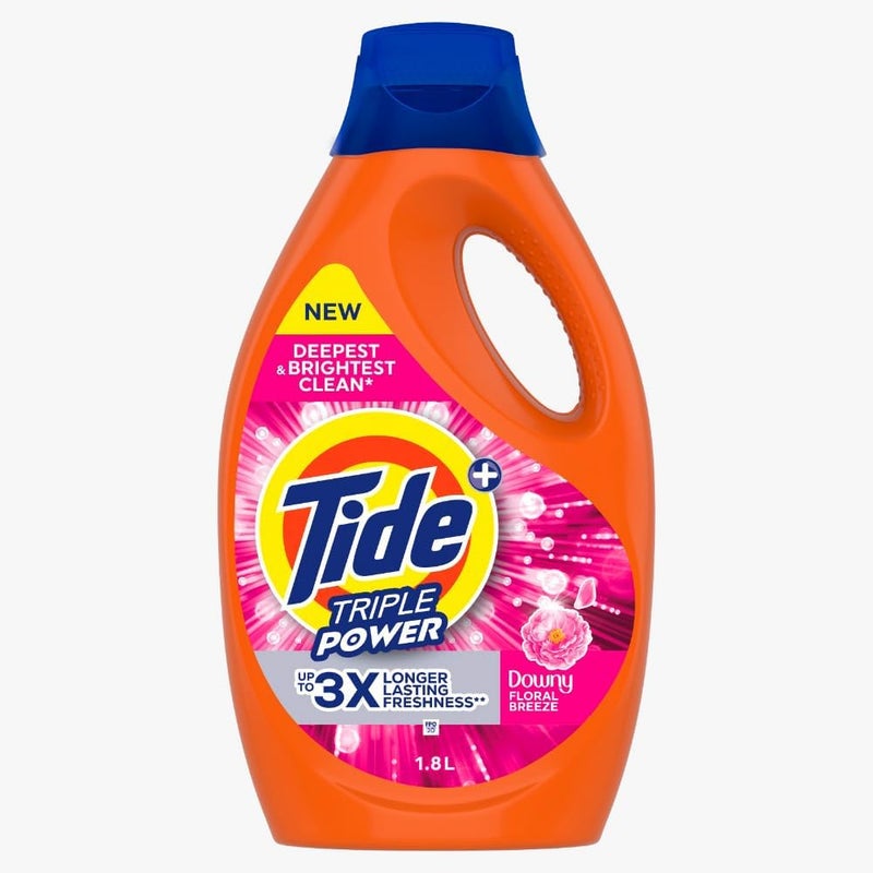 Efficiency boosted construction Tide Triple Power Floral Breeze Liquid Detergent, 1.8L Hot & cold climate compatible - Image 1