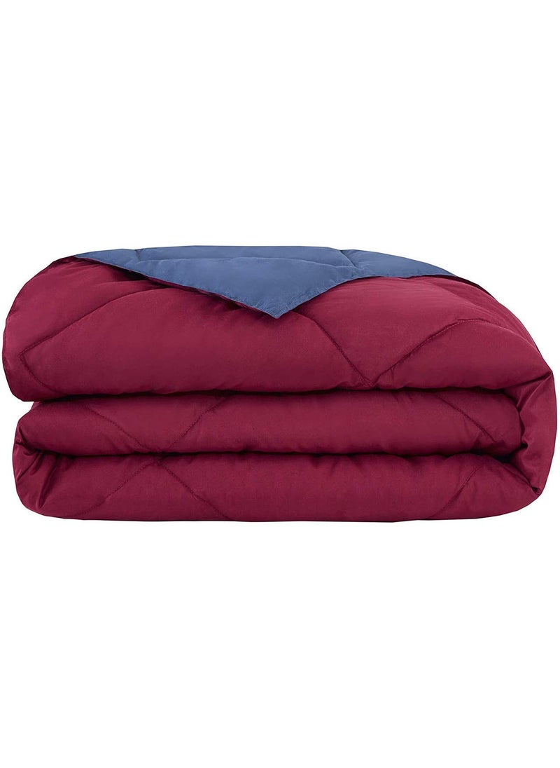 Linenovation Linenovation All Season Microfiber Reversable DuvetAC ComforterQuilt Navy Blue Maroon Single Size 60 Inch x 90 Inch  - Image 3