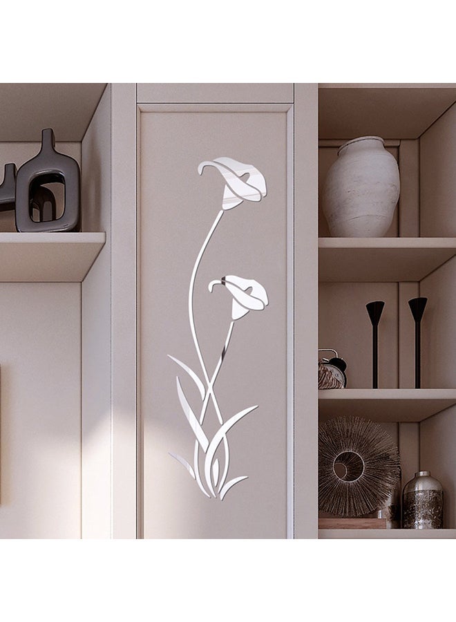 NIBEMINENT Creative Lotus Mirror Wall Sticker Silver 100cm  - Image 1