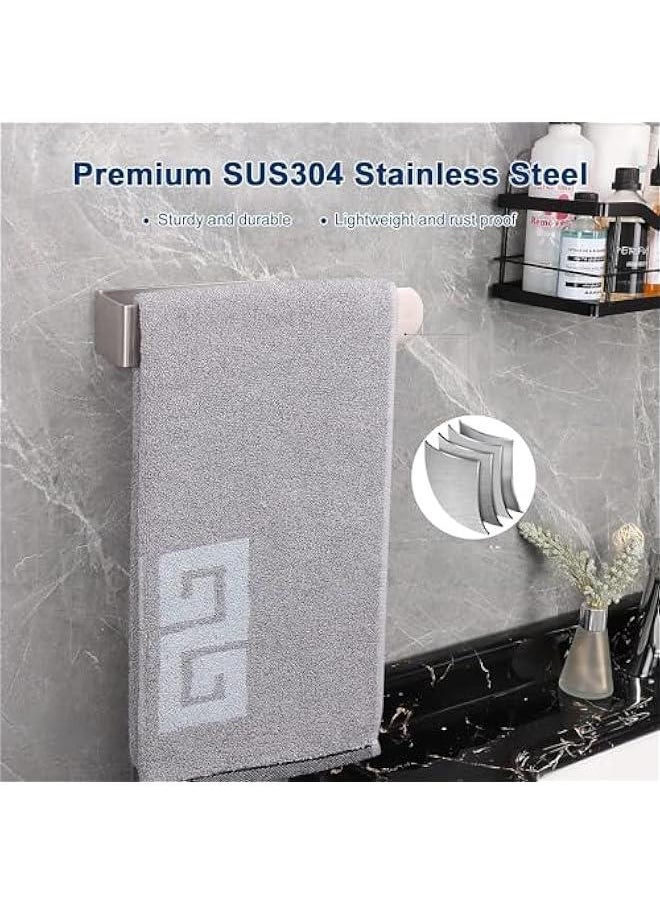 HOOKOR Hand Towel Holder, Self Adhesive Bathroom Towel Holder, SUS 304 Stainless Steel Towel Holder for Bathroom Wall, 8-inch Matte for Bathroom, Hand Towel Racks for Bathroom,Kitchen (Sliver)  - Image 3