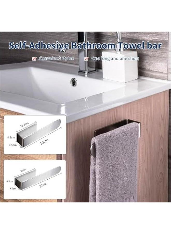 HOOKOR Hand Towel Holder, Self Adhesive Bathroom Towel Holder, SUS 304 Stainless Steel Towel Holder for Bathroom Wall, 8-inch Matte for Bathroom, Hand Towel Racks for Bathroom,Kitchen (Sliver)  - Image 5