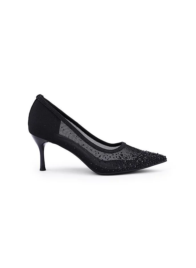 Crystal Embellished Pointed Toe Pumps