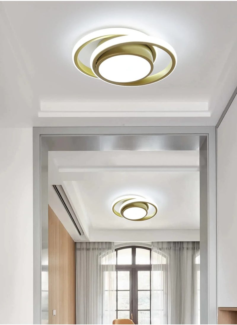 Modern LED Ceiling Light,Simple Design Ceiling Light, Round Metal Ceiling Lamp(Gold)