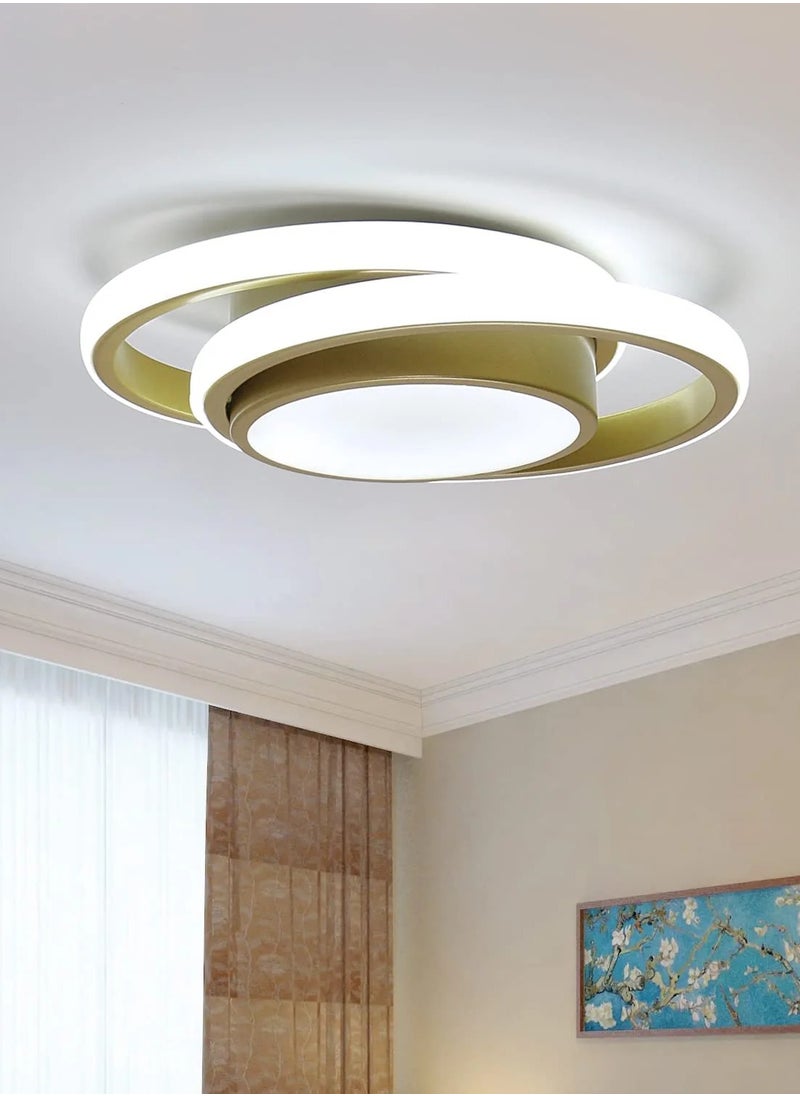 Modern LED Ceiling Light,Simple Design Ceiling Light, Round Metal Ceiling Lamp(Gold)