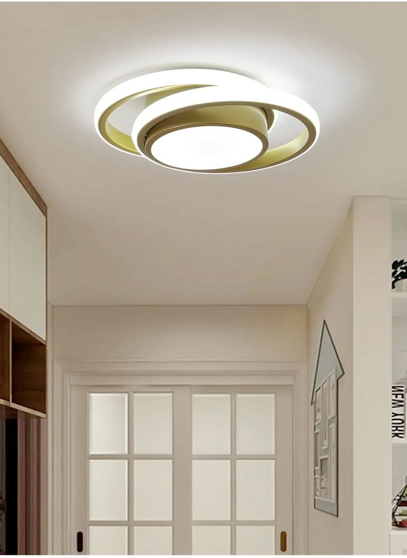 Modern LED Ceiling Light,Simple Design Ceiling Light, Round Metal Ceiling Lamp(Gold)