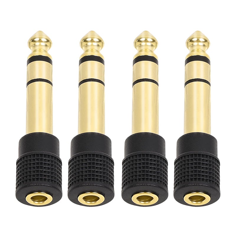Aqdocvf 4-Pack 3.5mm to 1/4" Adapter, Upgrade Headphone Jack Adapter, 1/4" to 3.5mm Stereo Headphone Adapter Gold Plated for Aux Cable, Headphones, Piano, Drums, Amp Adapters - Image 1
