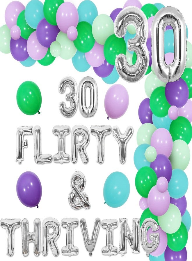 Balterever 30 Flirty and Thriving Birthday Decoration 30 Flirty & Thriving Balloon Banner 30th Balloon Garland Kit Flirty Thirty Birthday Decors Dirty Happy 30th Birthday Supplies - Image 1