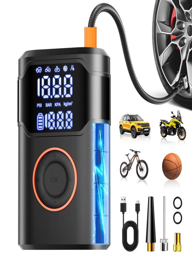 UZNY Tire Inflator Portable Air Compressor-150PSI Cordless Tire Air Pump, 5X Faster with Digital Gauge, Auto-Off & LED Light, Air Pump for Car Tires, Motorcycle, Bike, Balls & More - Image 1