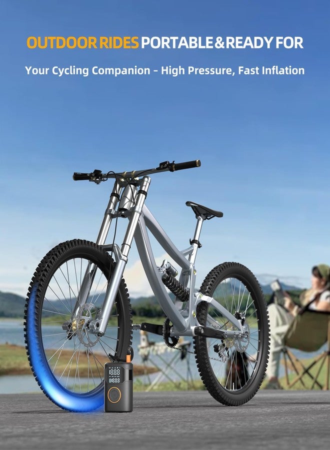 UZNY Tire Inflator Portable Air Compressor-150PSI Cordless Tire Air Pump, 5X Faster with Digital Gauge, Auto-Off & LED Light, Air Pump for Car Tires, Motorcycle, Bike, Balls & More - Image 4
