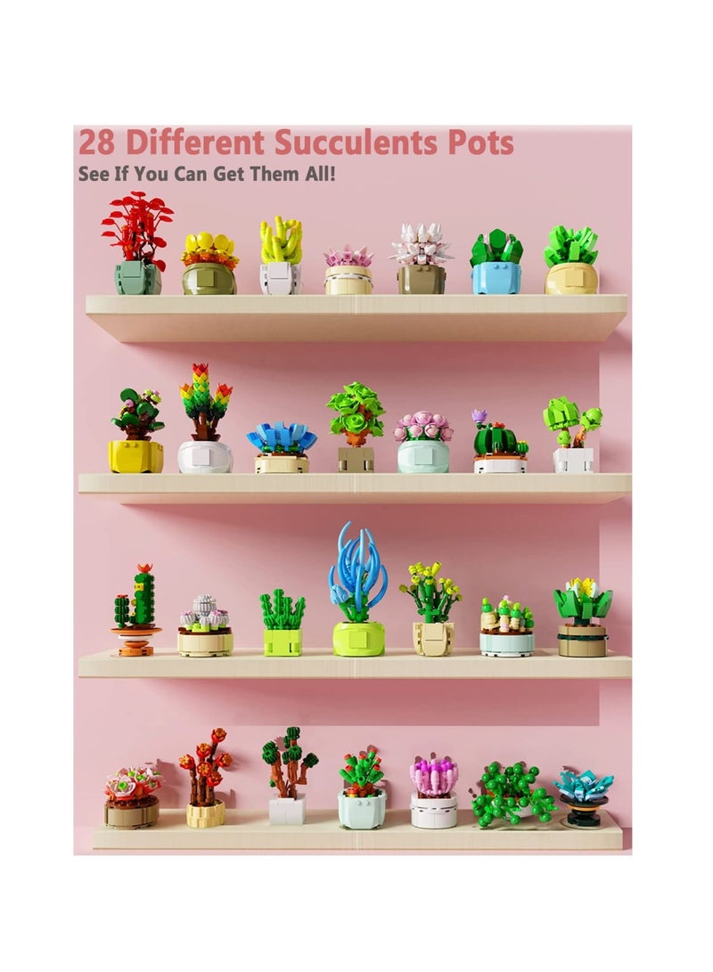 SOLARAE Succulents Bonsai Building Kit, Succulents Blind Box Series, Artificial Flower Botanical Collection, Plant Decor Building Set for Kids Adults Home Office, Random 2 Boxes - Image 3