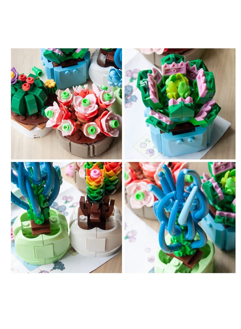 SOLARAE Succulents Bonsai Building Kit, Succulents Blind Box Series, Artificial Flower Botanical Collection, Plant Decor Building Set for Kids Adults Home Office, Random 2 Boxes - Image 5