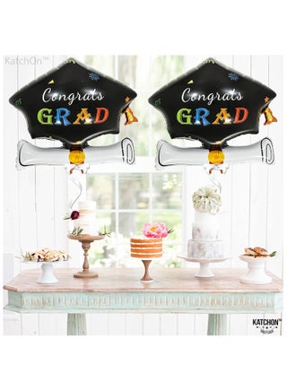 Graduation Cap Balloons - Big 24 Inch | Graduation Hat Balloons, Graduation Decorations Class of 2025 - view 2