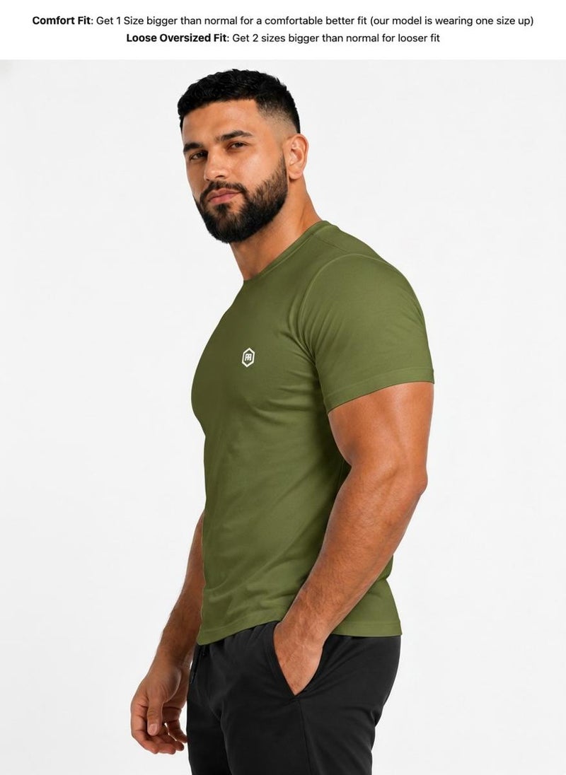بريما إيس رجالي T-Shirt عشاق الجيم لاكشري Olive Green - Image 3