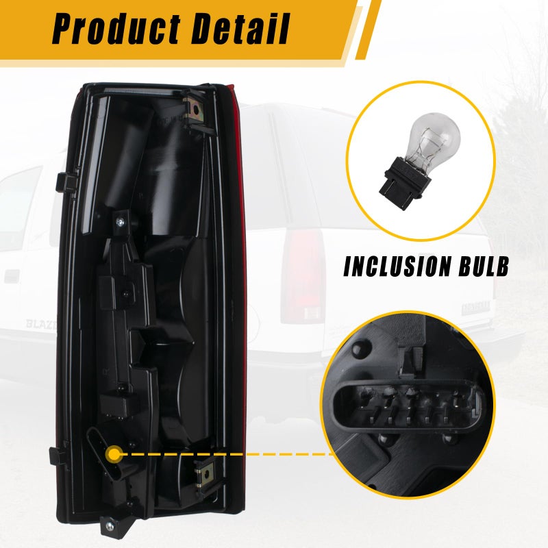 Boine Tail Light Compatible With 1988-1999 Chevy GMC Silverado Sierra C/K 1500 2500 3500 Suburban Tahoe Blazer Yukon Cadillac Escalade Driver and Passenger Side (Red with Circuit Board) - Image 3