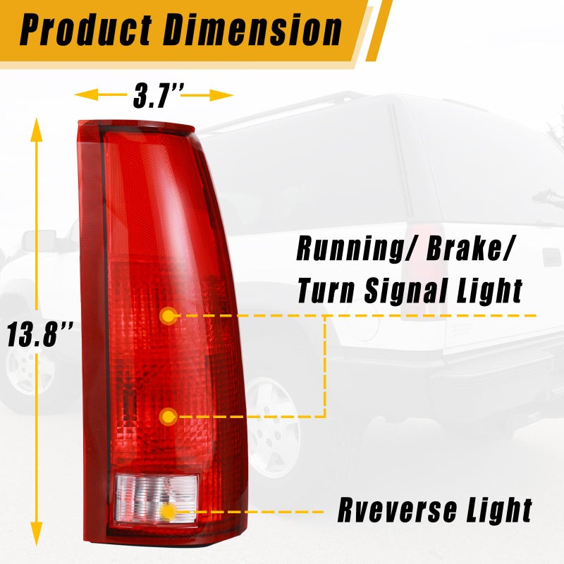 Boine Tail Light Compatible With 1988-1999 Chevy GMC Silverado Sierra C/K 1500 2500 3500 Suburban Tahoe Blazer Yukon Cadillac Escalade Driver and Passenger Side (Red with Circuit Board) - Image 2