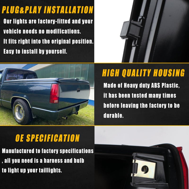 Boine Tail Light Compatible With 1988-1999 Chevy GMC Silverado Sierra C/K 1500 2500 3500 Suburban Tahoe Blazer Yukon Cadillac Escalade Driver and Passenger Side (Red with Circuit Board) - Image 4