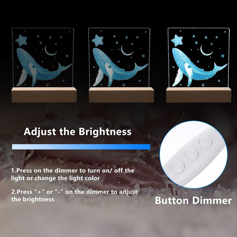 HSOKEW Wooden Light Base, Wooden LED Base with Acrylic Sheets Rectangle Display Pedestal Night LED Lamp Base Lighted Display Stand with USB Switch for Crystal Glass Acrylic Art Display (A,Color Light) - Image 4