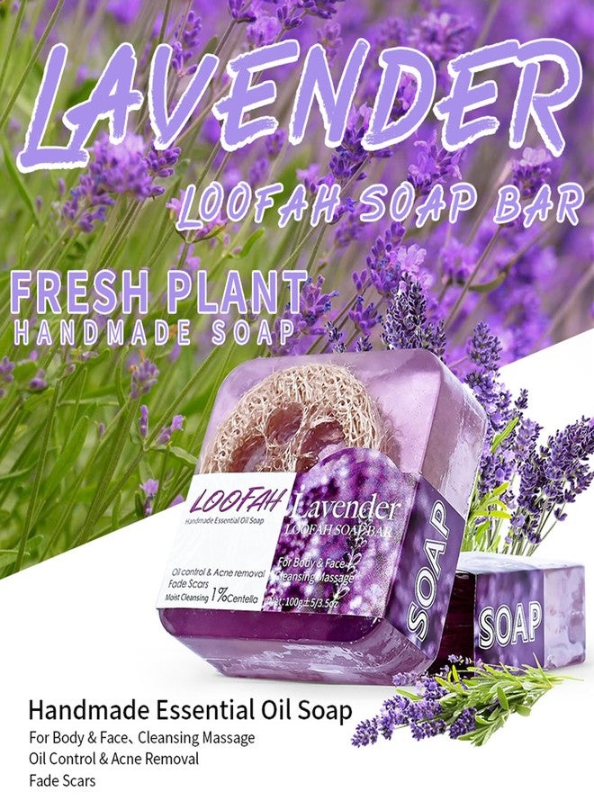 Easilydays Organic Lavender Essential Oil Soap, Natural Exfoliating Loofah Soap Bar Gentle Clean, Acne Removal, Fade Scars, Oil-Control Moisturizing Bath Bar Soap, Plant Oil Body Bath Soap, Lavender - Image 3