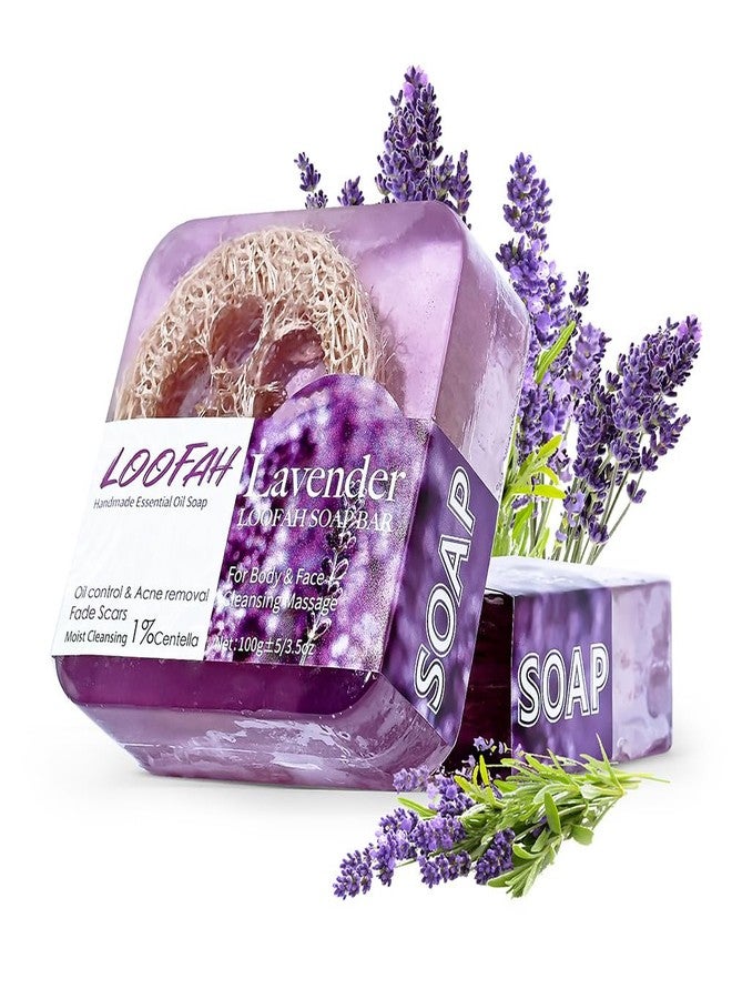 Easilydays Organic Lavender Essential Oil Soap, Natural Exfoliating Loofah Soap Bar Gentle Clean, Acne Removal, Fade Scars, Oil-Control Moisturizing Bath Bar Soap, Plant Oil Body Bath Soap, Lavender - Image 1