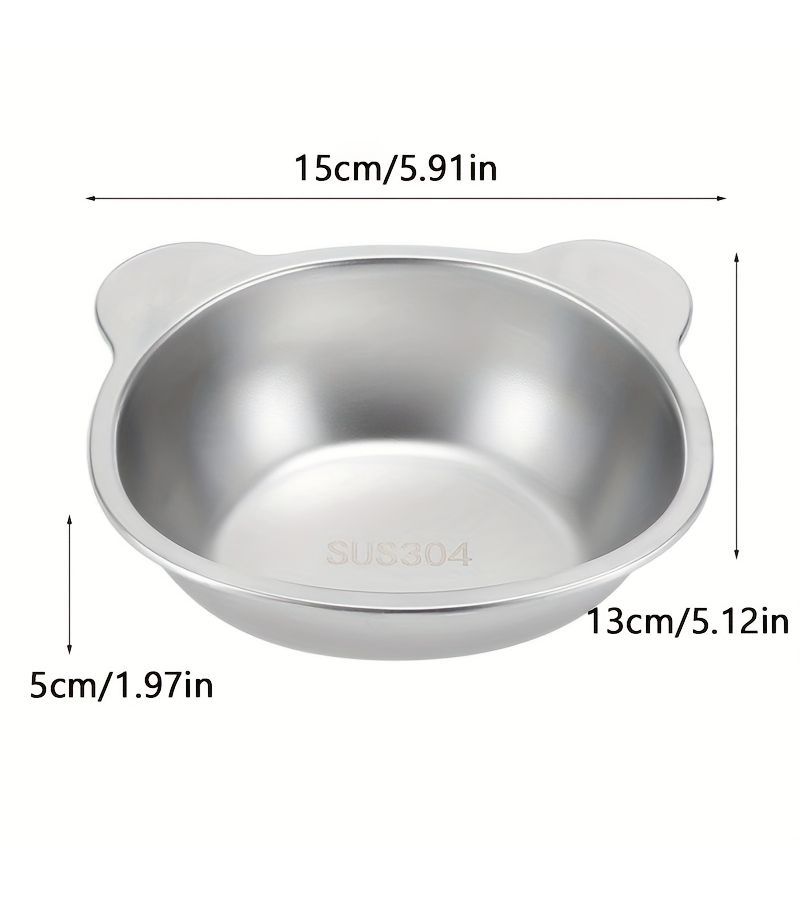 Cat Ears Drinking Bowl Stainless Steel Tilted Neck Support High Leg Bowl And Stand For Cats - Image 2