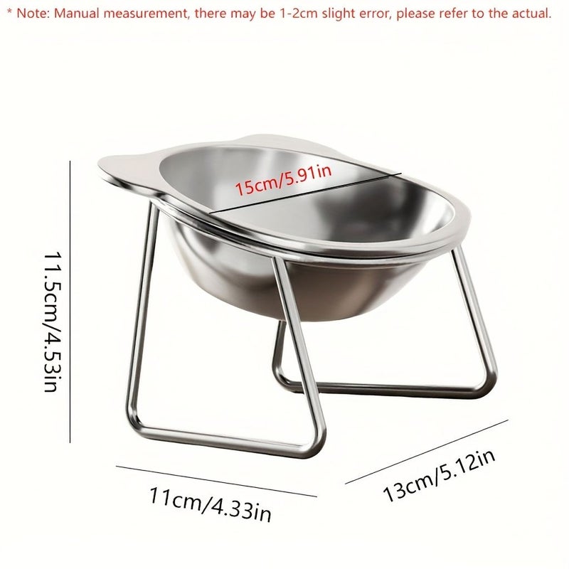 Cat Ears Drinking Bowl Stainless Steel Tilted Neck Support High Leg Bowl And Stand For Cats - Image 5