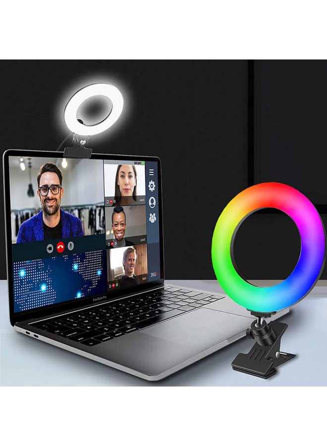 4-inch Full Aperture Strong Clip Live Fill Light Computer Notebook Ring Light Display Clip Beauty Light-Light Source Color:E８  - Image 3