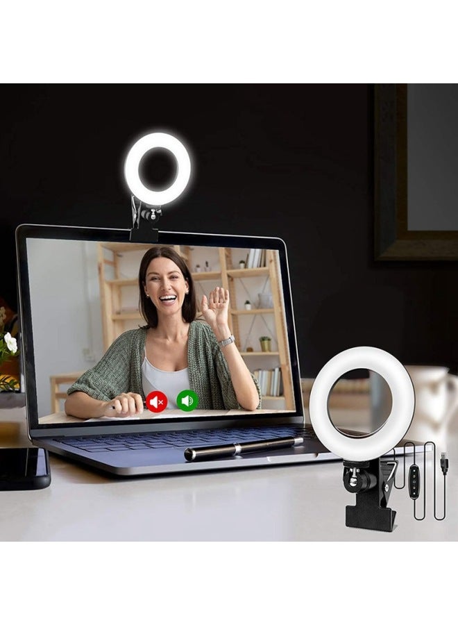 4-inch Full Aperture Strong Clip Live Fill Light Computer Notebook Ring Light Display Clip Beauty Light-Light Source Color:E８  - Image 2
