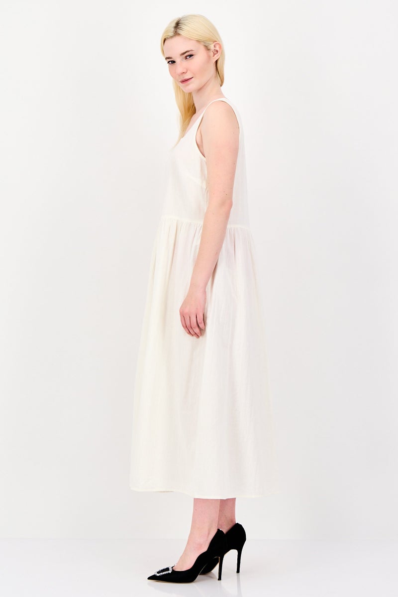 Fire & Glory Women Plain Midi Dress, Cream - Image 2