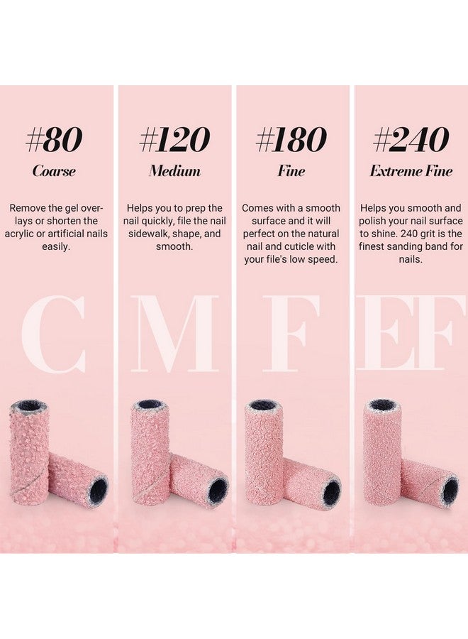 MelodySusie 50 Pcs Nail Drill Bits Small Sanding Bands with 3.1mm Mandrel Bit, 180 Fine Grit Nail File for Acrylic Nails Gel Manicures and Pedicure, Pink - Image 4