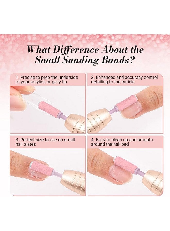 MelodySusie 50 Pcs Nail Drill Bits Small Sanding Bands with 3.1mm Mandrel Bit, 180 Fine Grit Nail File for Acrylic Nails Gel Manicures and Pedicure, Pink - Image 2